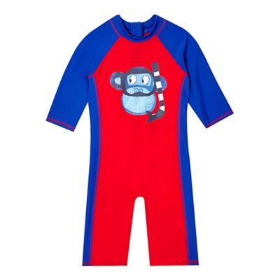 bluezoo Boys' red monkey sun-safe swimsuit